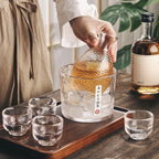 Japanese Glass Sake Set with Flask and Cups