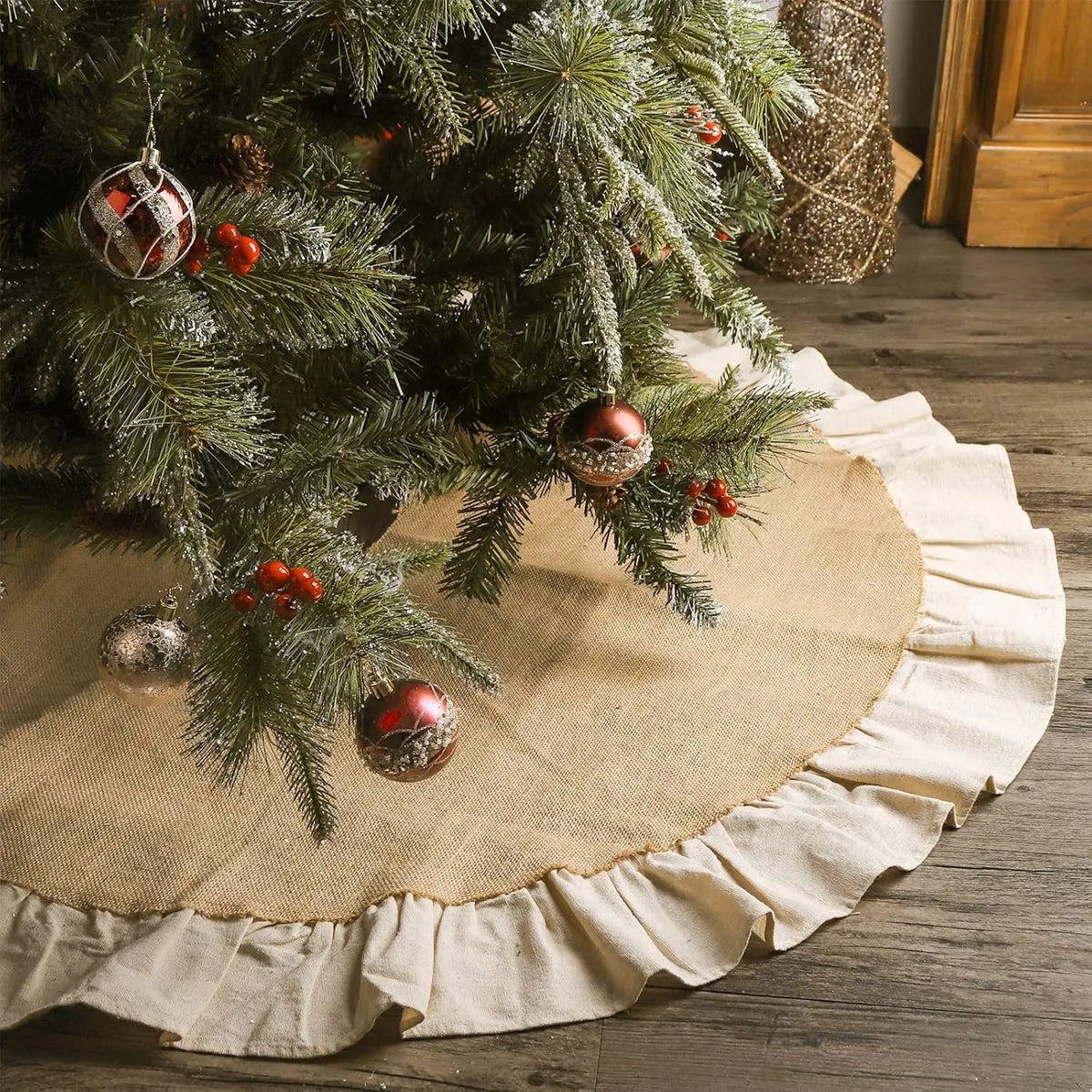 Rustic Jute Christmas Tree Skirt - Natural