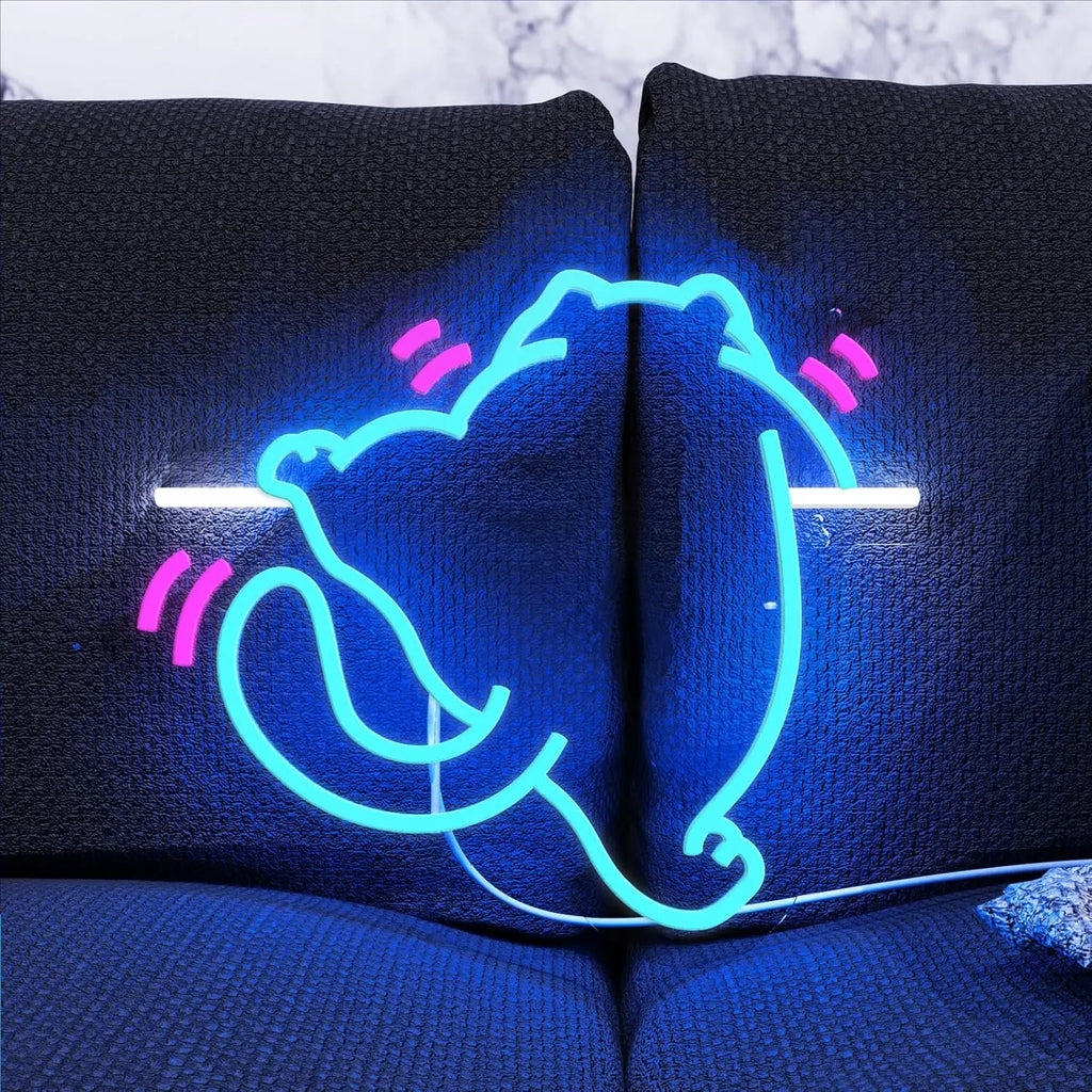 Cat LED Neon Sign, Dimmable USB Night Light
