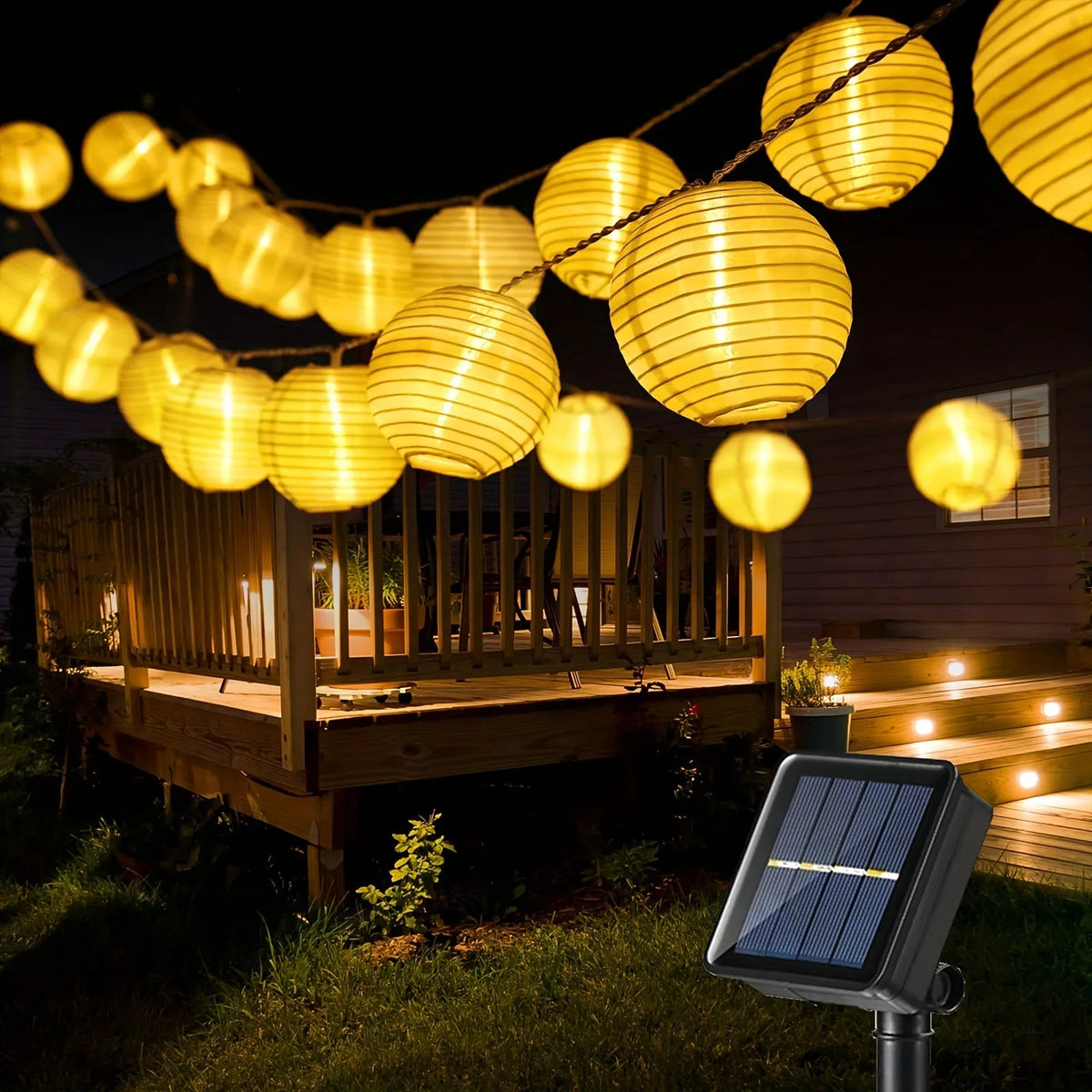 Solar Lantern String Lights for Outdoor Christmas - Warm white or multicolour