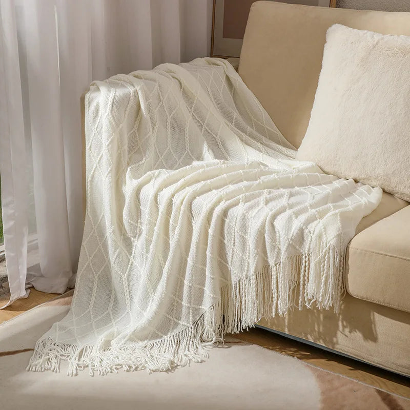 Lightweight Cable Knit Throw Blanket