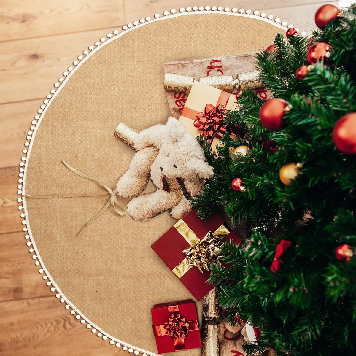 Rustic Jute Christmas Tree Skirt - Natural