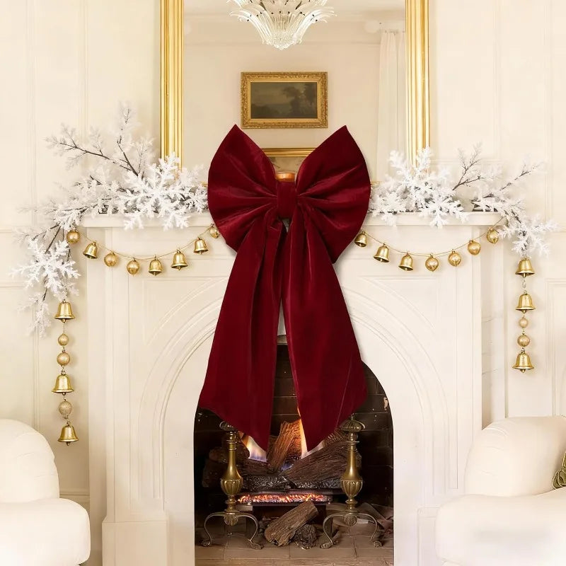 Extra Large Velvet Christmas Bow with Long Tails