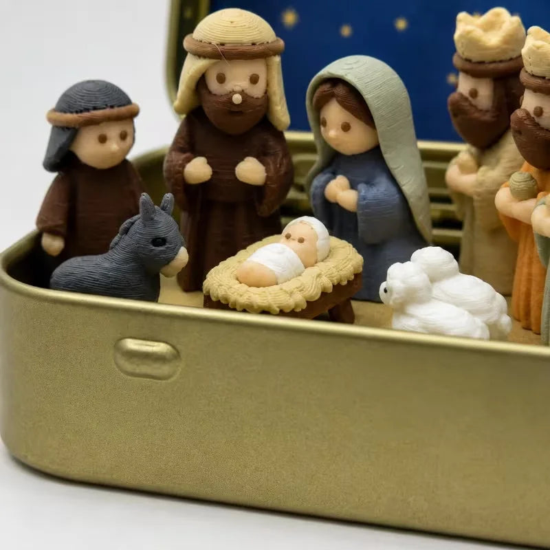 Mini Nativity Set in Gold Tin - PLA