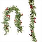 Christmas Eucalyptus Garland with Red Berries, 5.9 ft