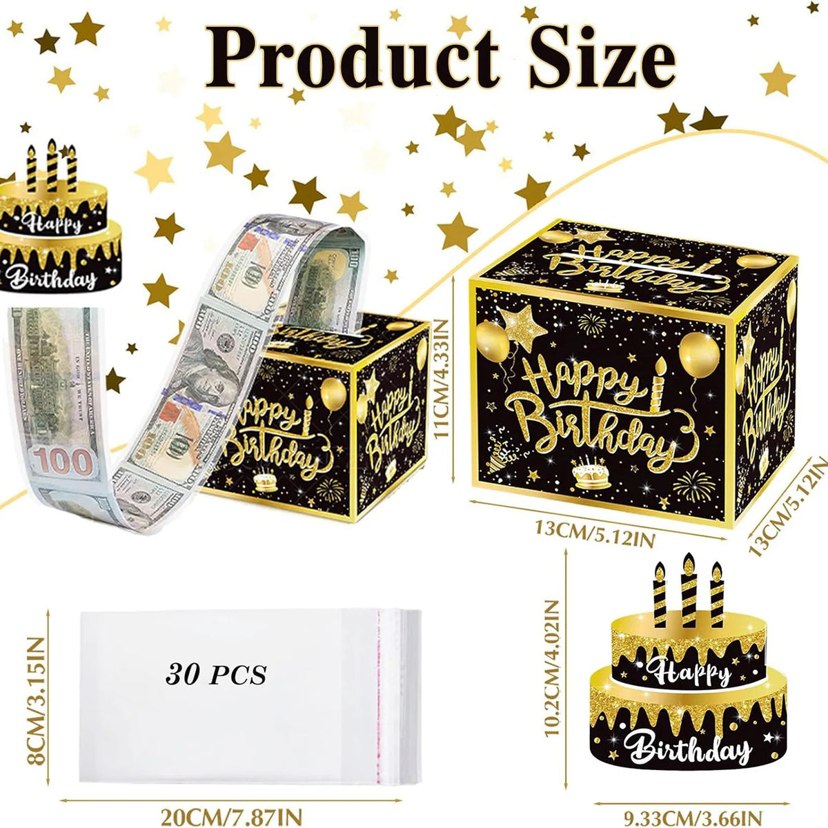 Birthday Cash Gift Box with Cake Card - Paperboard