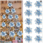 Glitter Christmas Tree Flower Ornaments - Silk