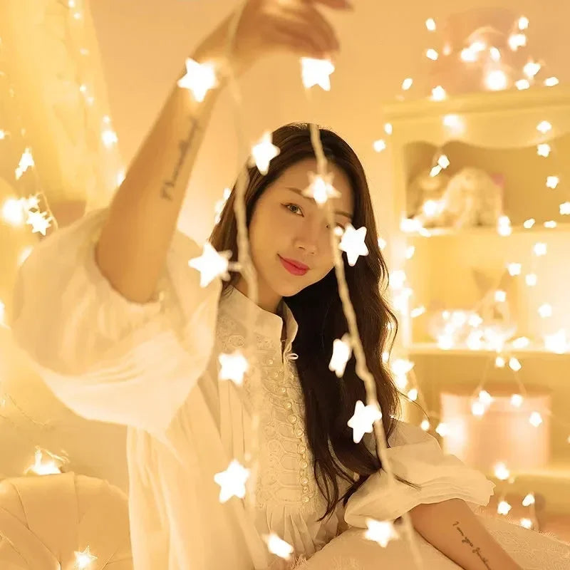 Star Fairy Lights, Battery Operated - Warm white