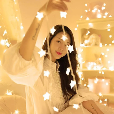 Star Fairy Lights, Battery Operated - Warm white