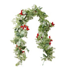Christmas Eucalyptus Garland with Red Berries, 5.9 ft