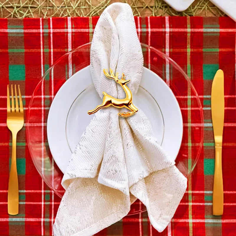 Christmas Elk Napkin Rings, Metal