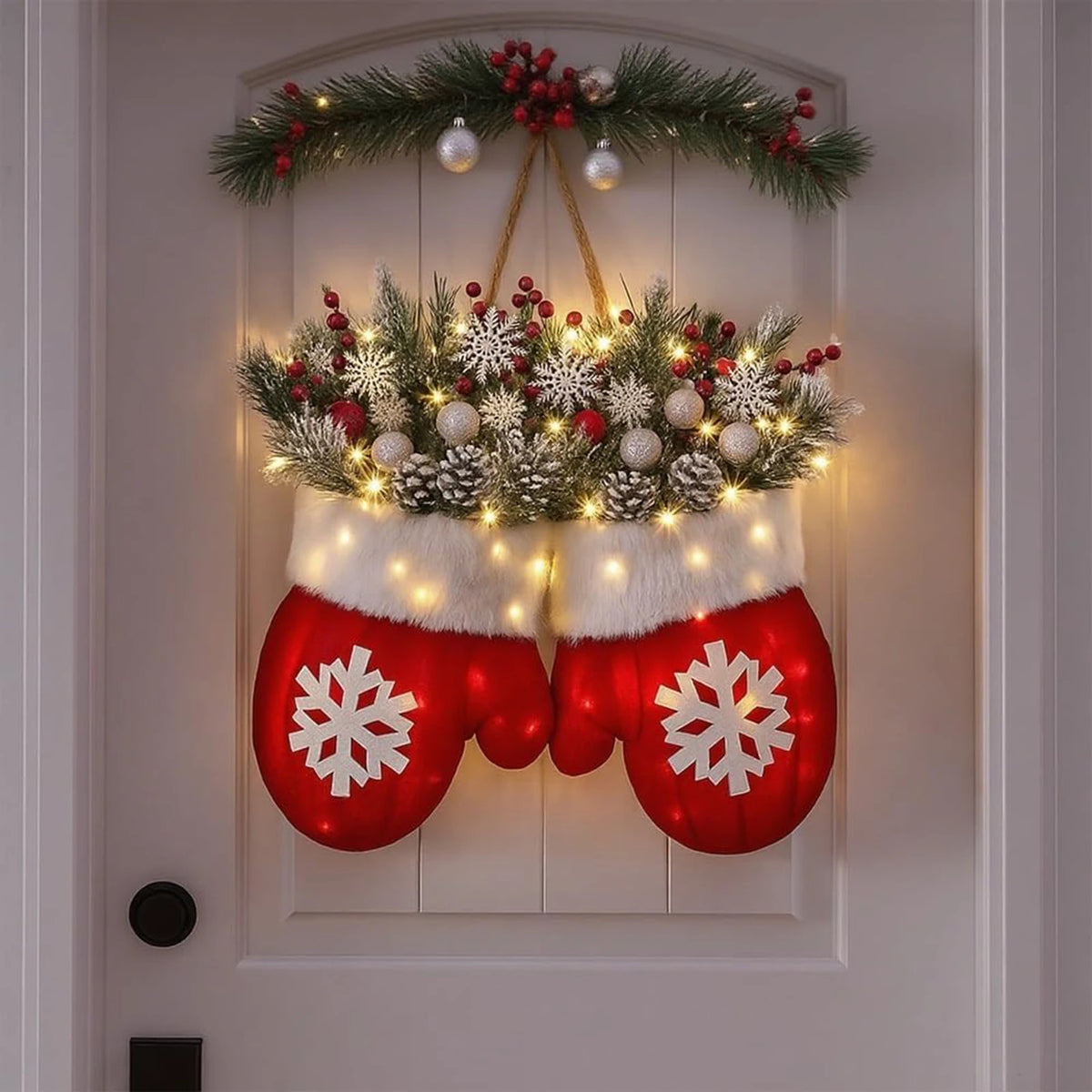 Glove Shaped Christmas Wreath for Door and Window