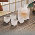 Japanese Glass Sake Set with Flask and Cups