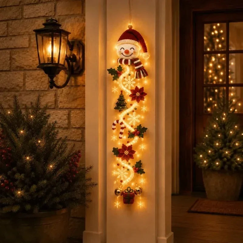 Crochet Christmas Door Hanger with LED Glow