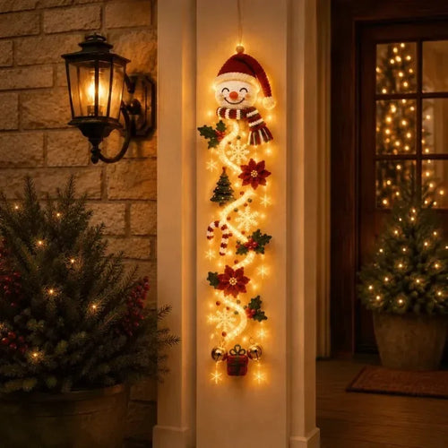 Crochet Christmas Door Hanger with LED Glow