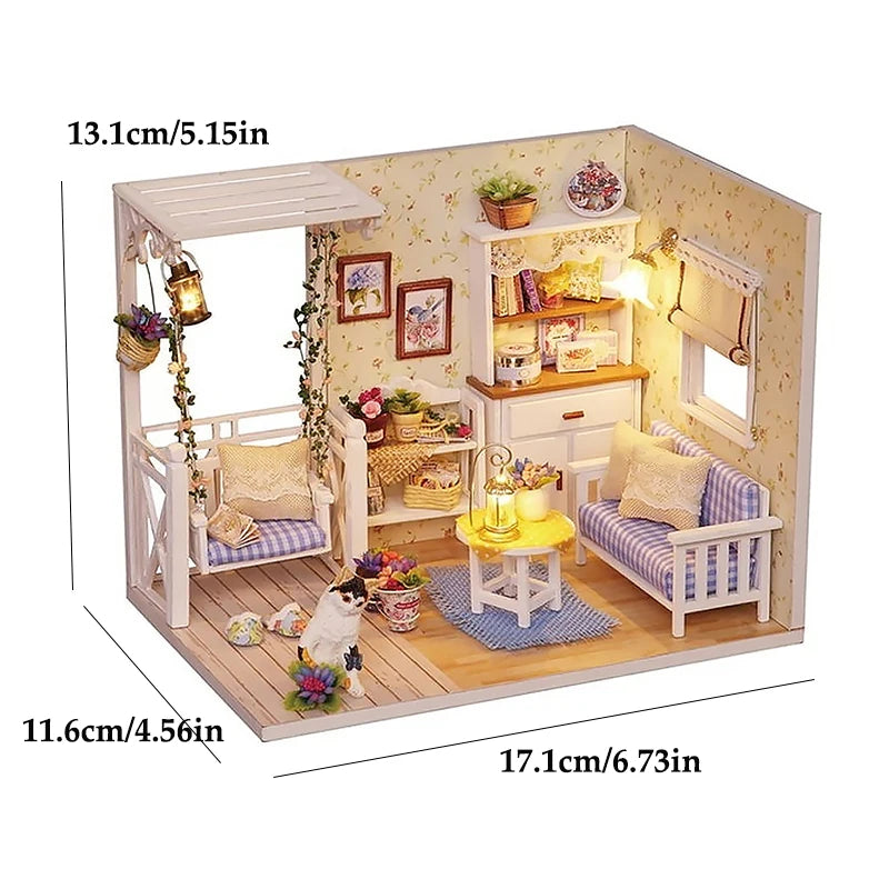 Kitten Miniature House, Wooden 3D Puzzle Kit - Wood
