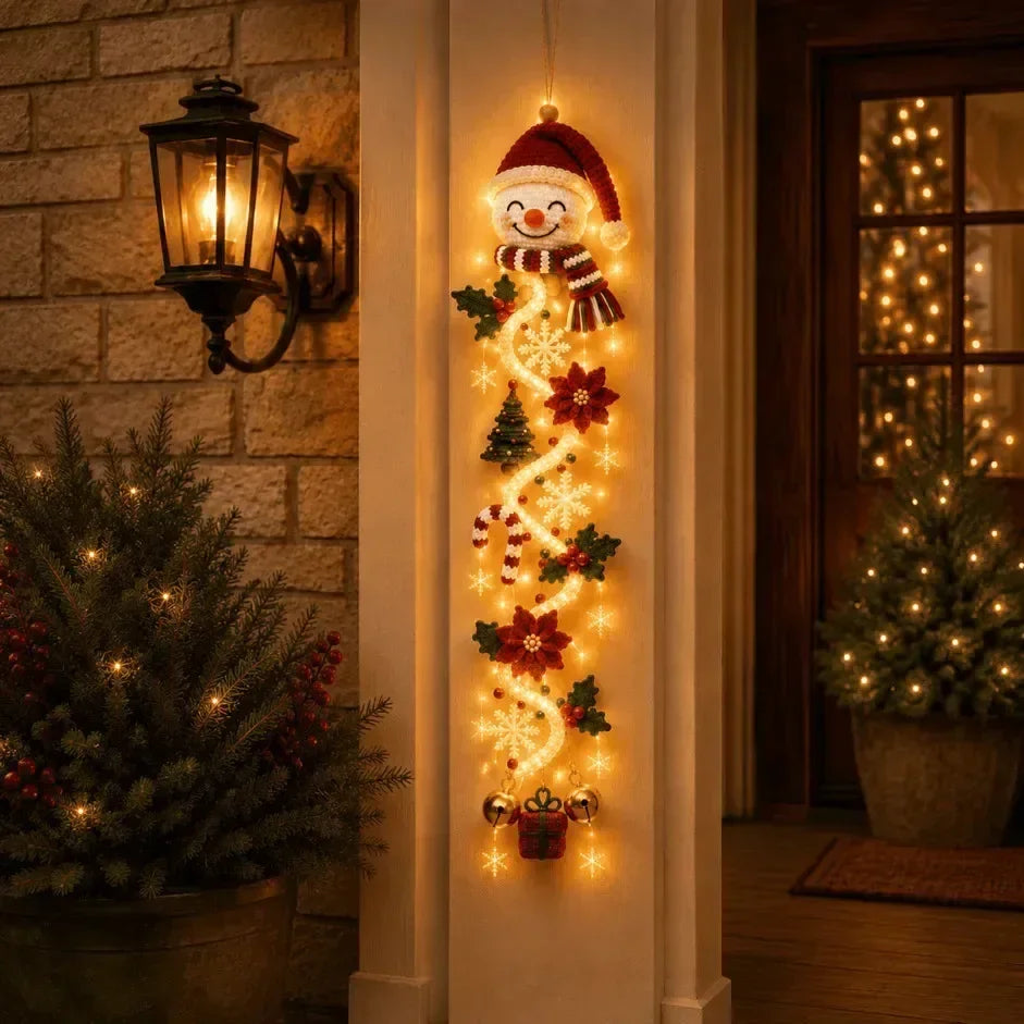 Crochet Christmas Door Hanger with LED Glow