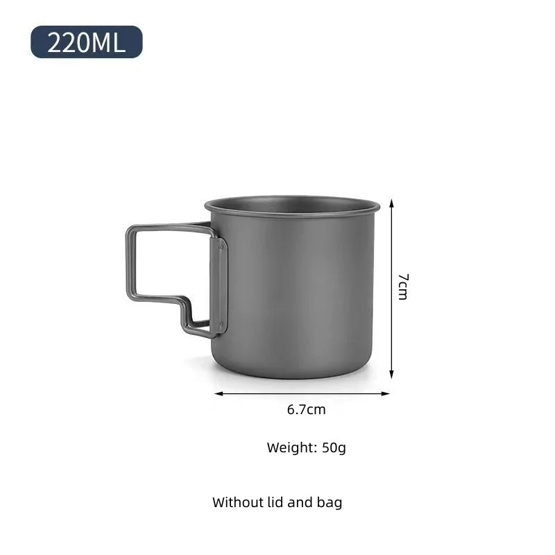 Titanium Camping Mug with Folding Handle - 220 ml to 750 ml - Other Base Metals