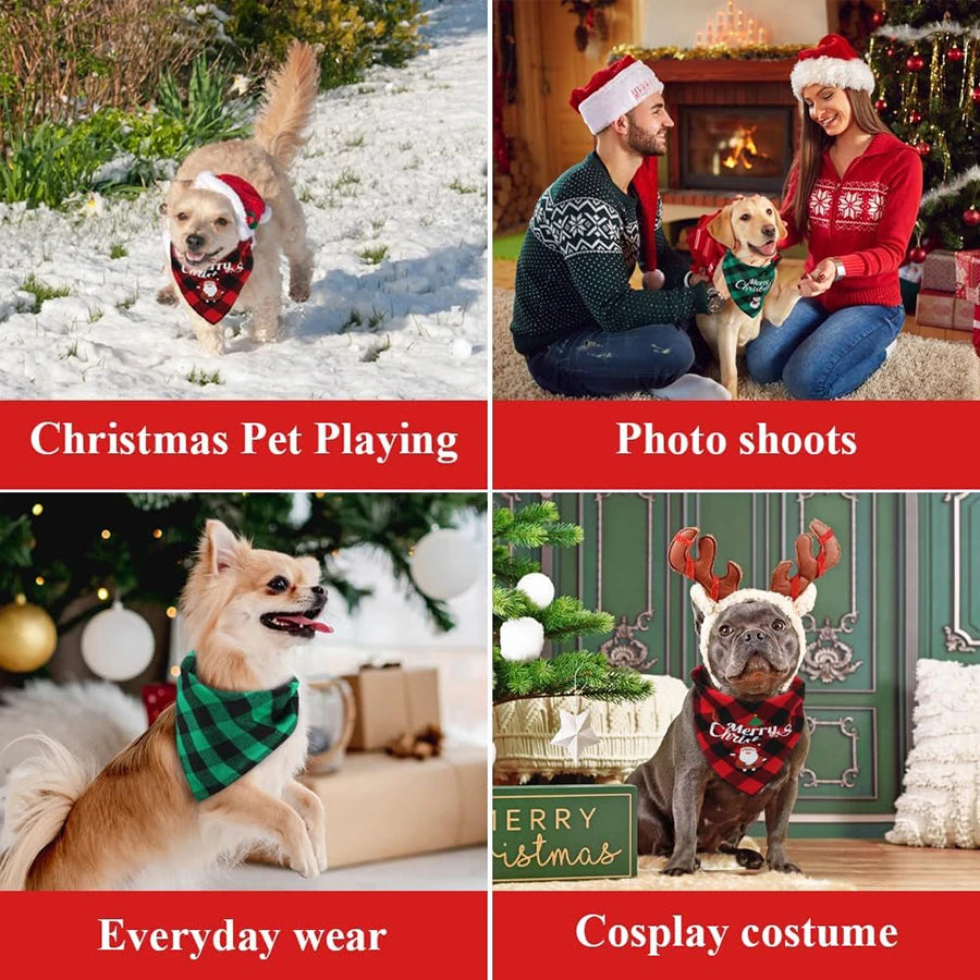 Christmas Dog Bandana Triangle Scarf