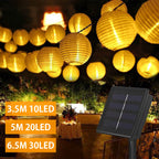 Solar Lantern String Lights for Outdoor Christmas - Warm white or multicolour