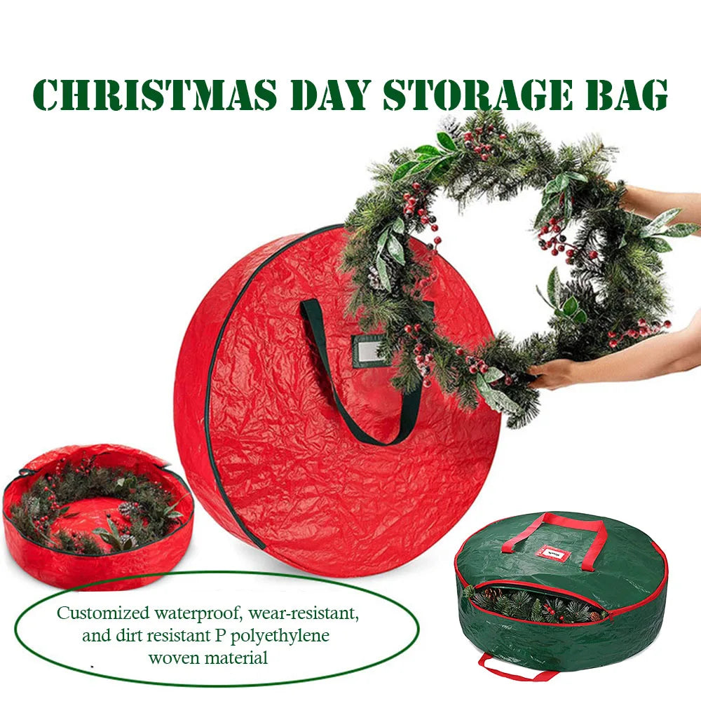 Round Christmas Wreath Storage Bag - Large