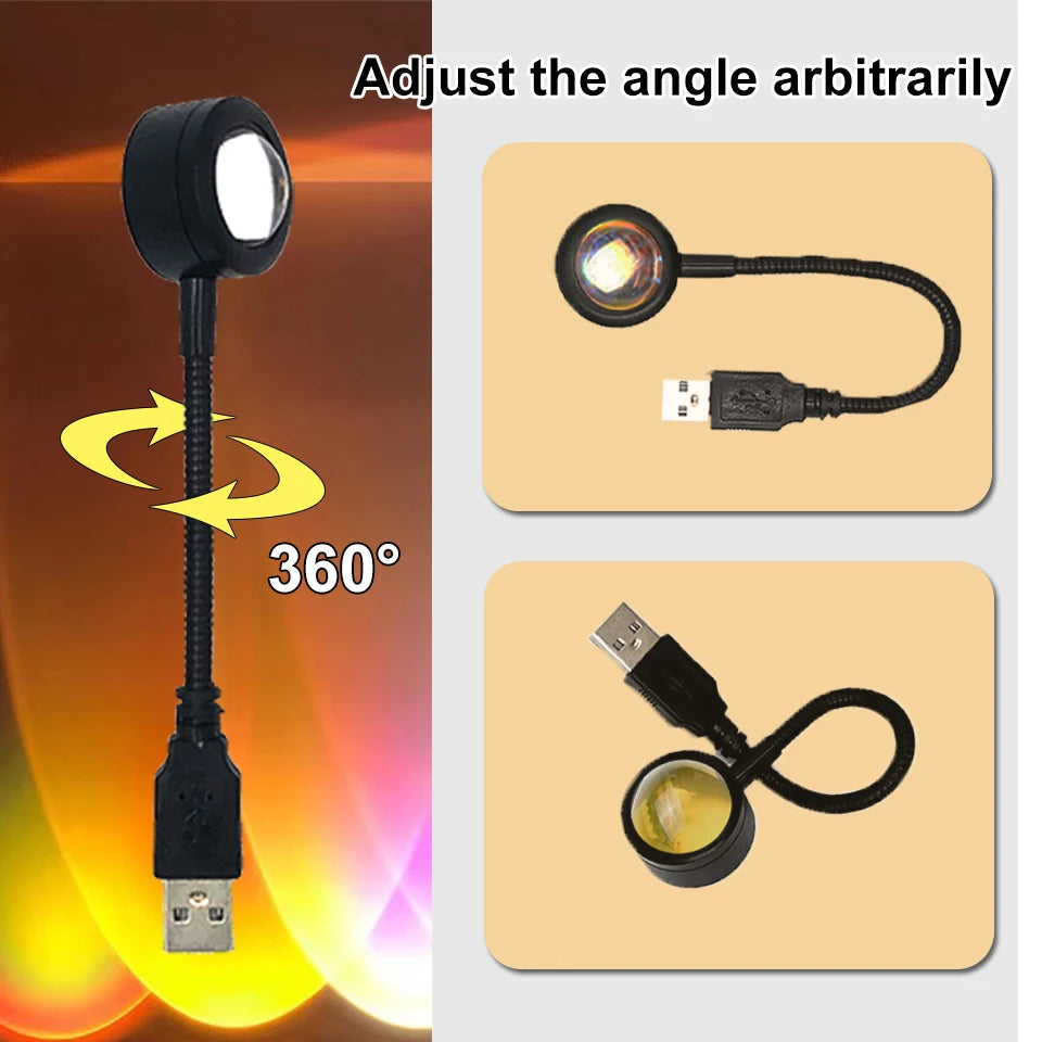 USB Sunset Projection Lamp for Bedroom Walls - ABS+Glass