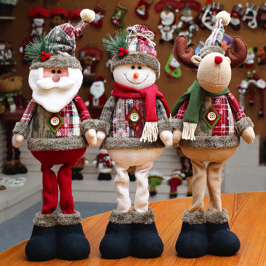 Long-Legged Plush Christmas Decorations, Santa, Snowman and Reindeer