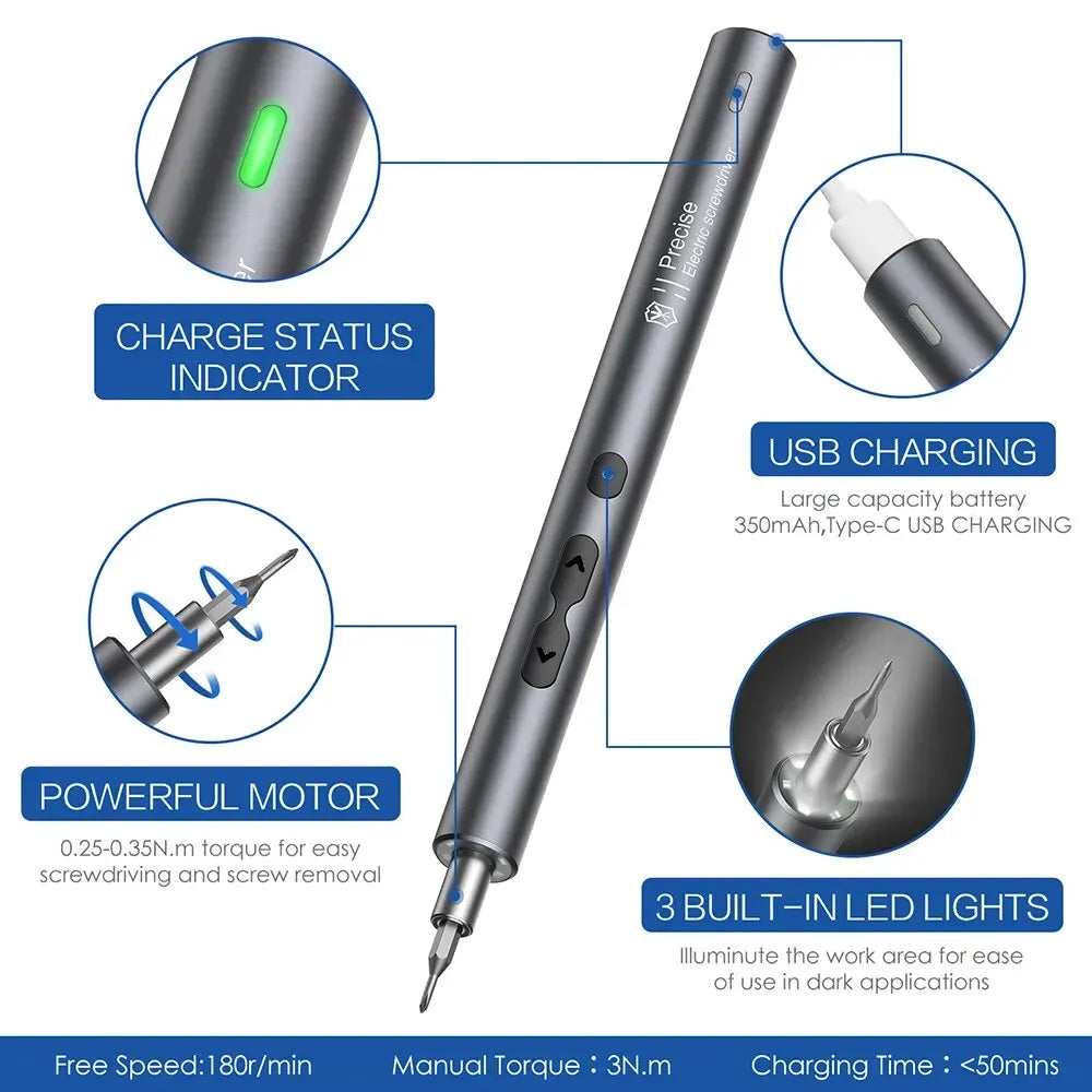 Rechargeable Electric Precision Screwdriver Set, 62 in 1