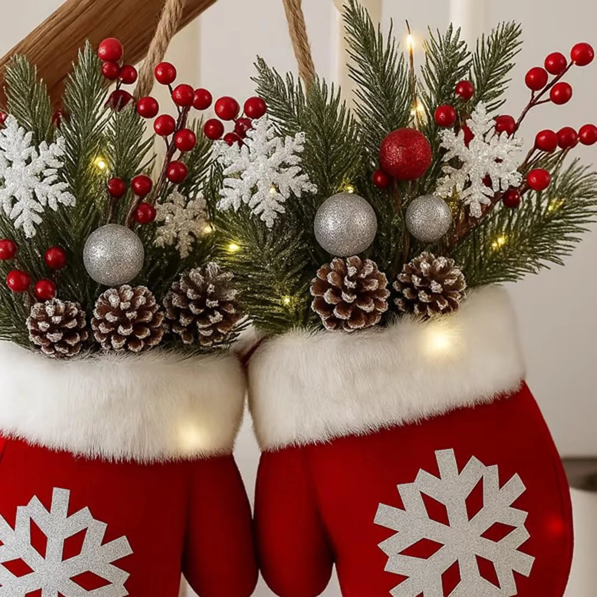 Glove Shaped Christmas Wreath for Door and Window