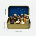 Mini Nativity Set in Iron Box, Pocket-Size