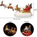Light Up Santa Sleigh and Reindeer Christmas Figurine - Resin