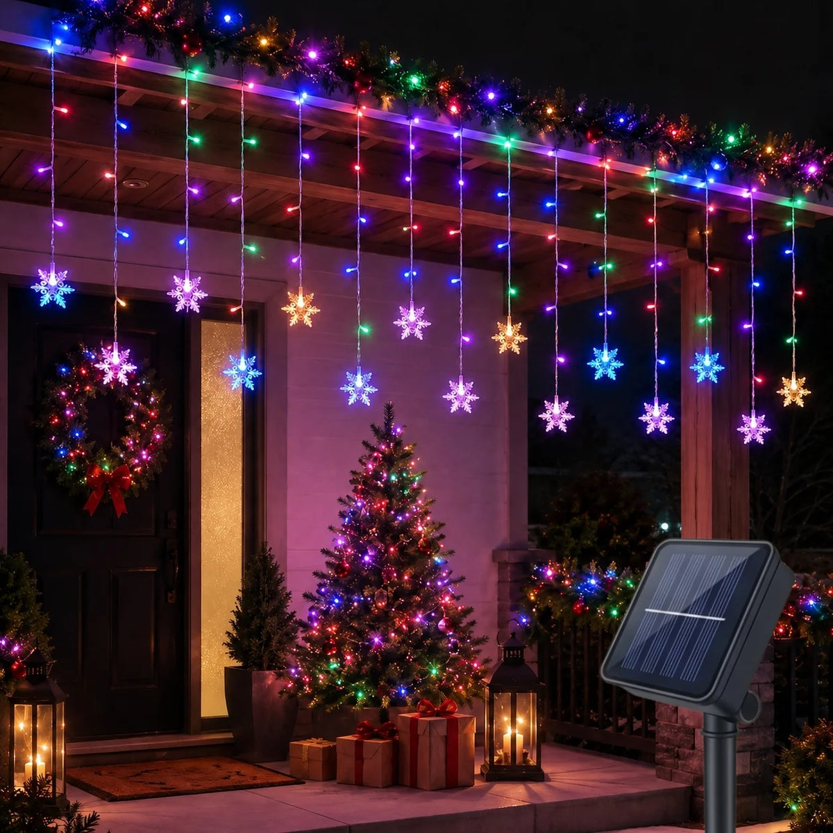 Solar Snowflake Ice Strip String Lights