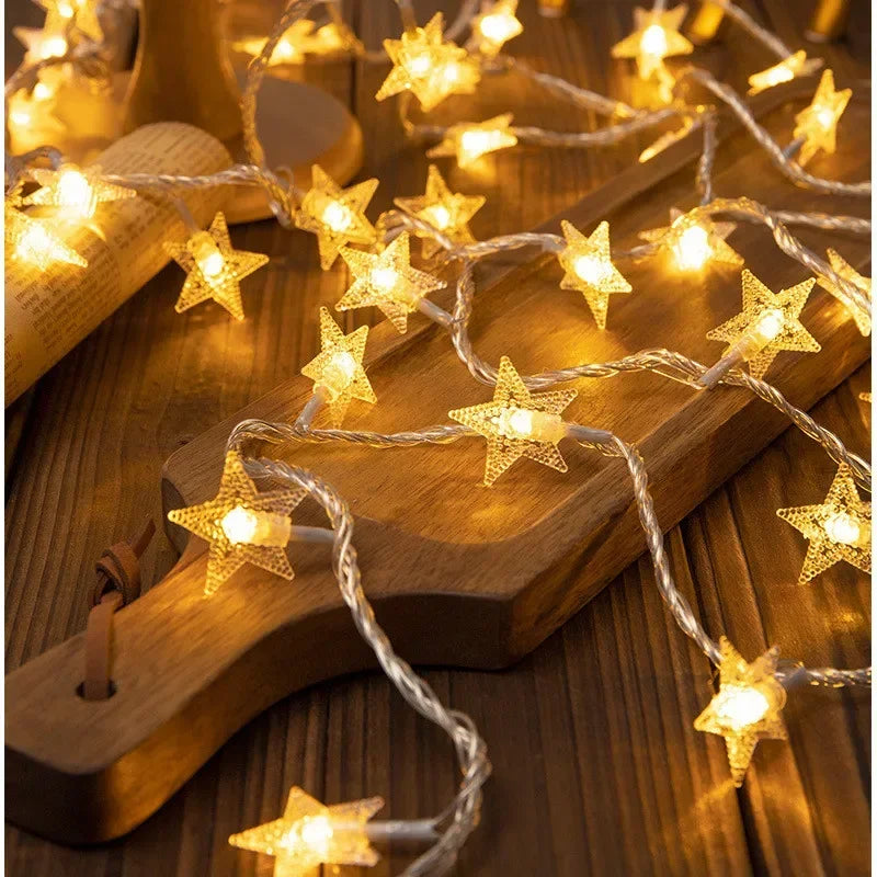 Star Fairy Lights, Battery Operated - Warm white