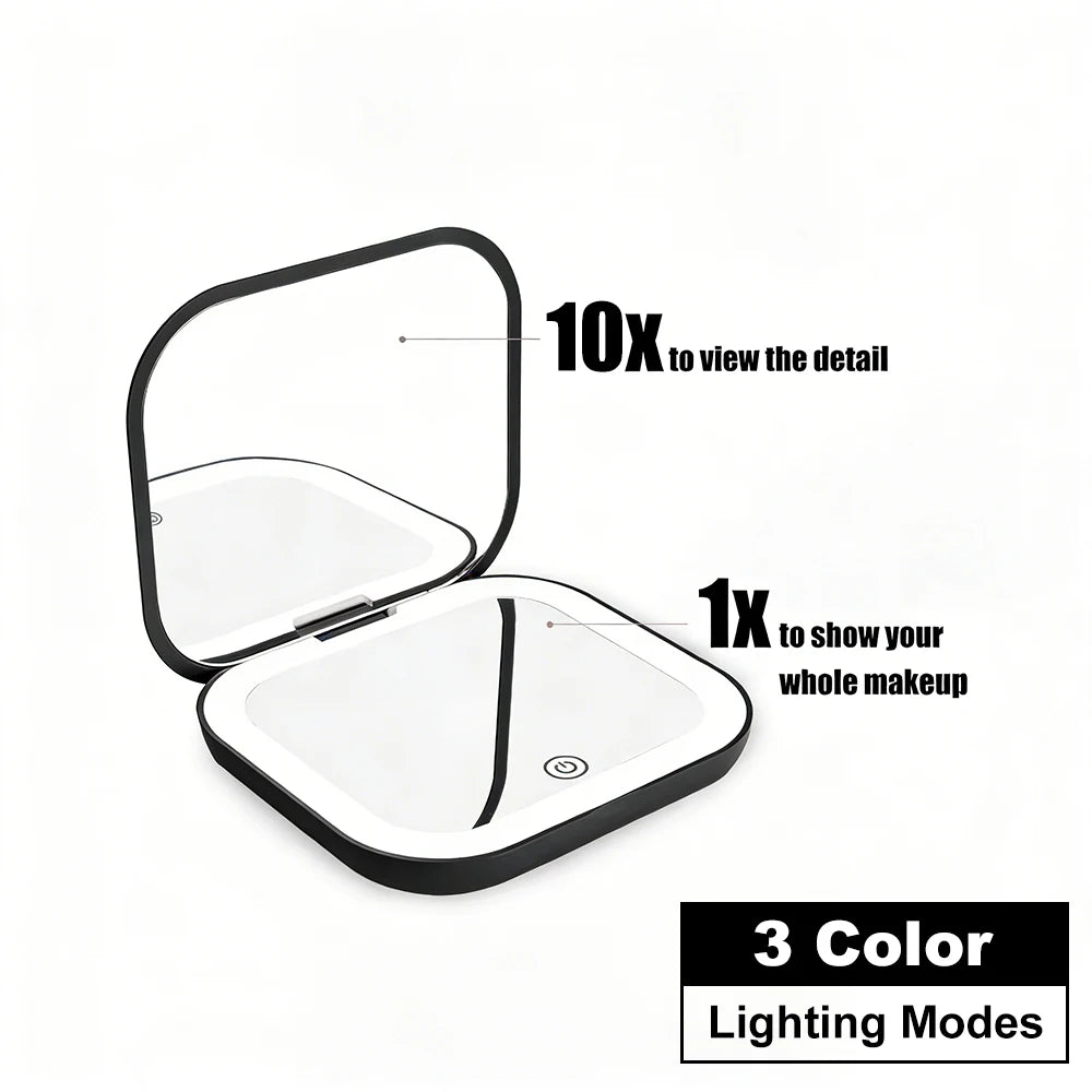 LED Compact Makeup Mirror, Folding Pocket Size