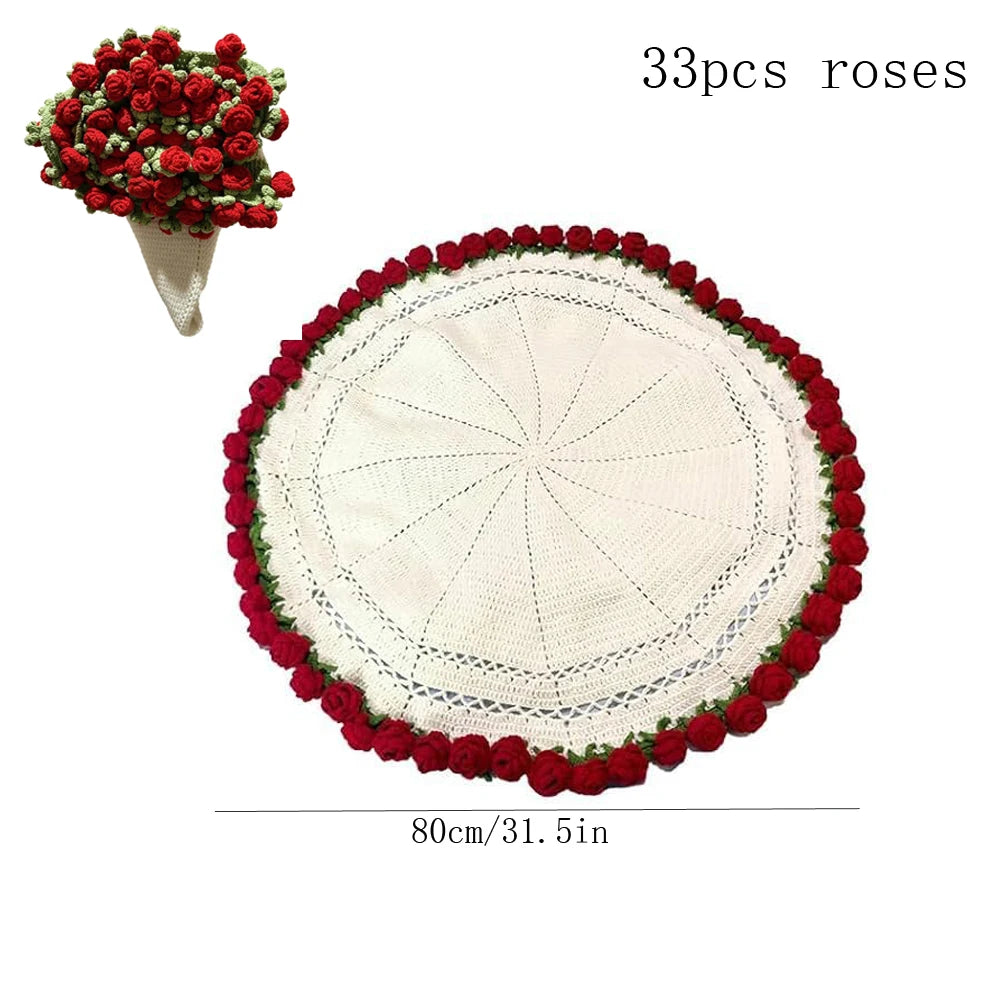 Flower Bouquet Knitted Throw Blanket - 100% Acrylic