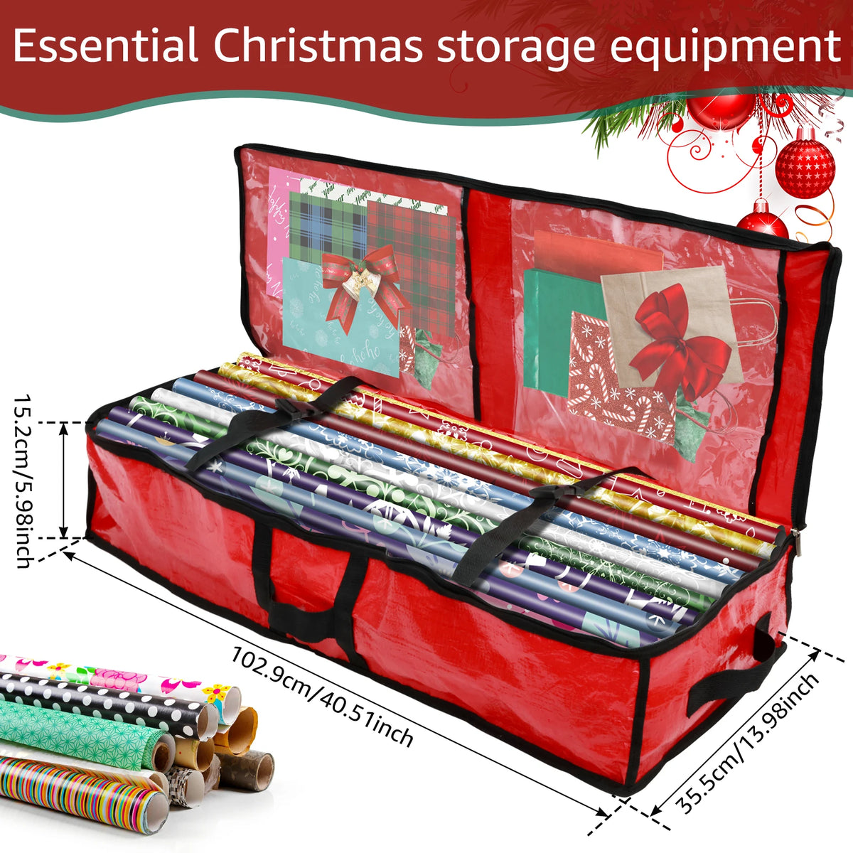 Wrapping Paper Storage Bag, Fits 20+ Rolls