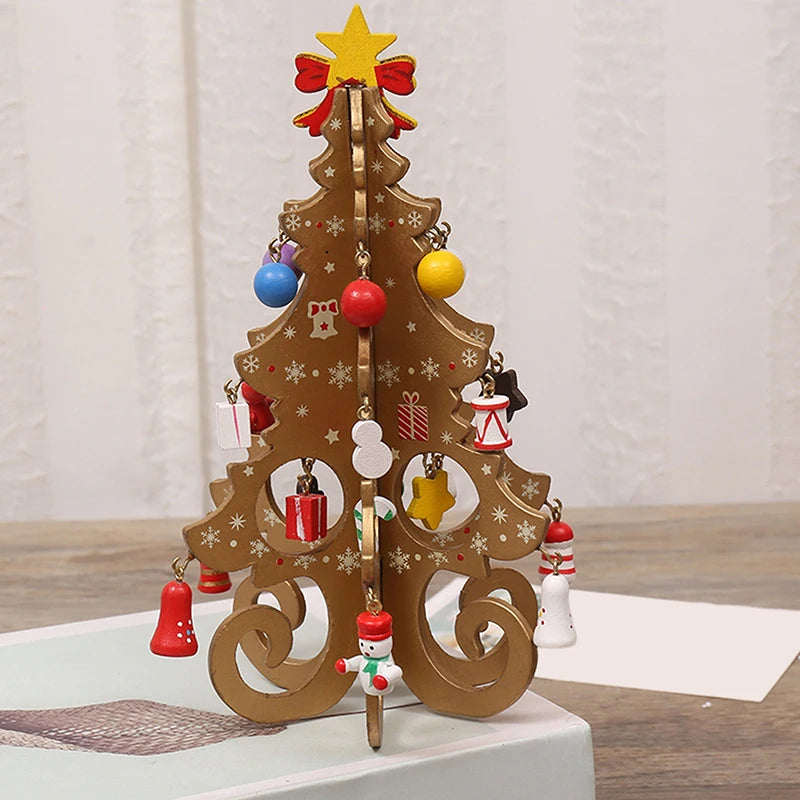 Wooden Christmas Tree Desktop Ornament
