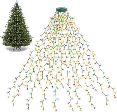 LED Waterfall Christmas Tree Lights, USB - Multicolour