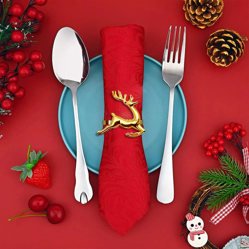 Christmas Elk Napkin Rings, Metal