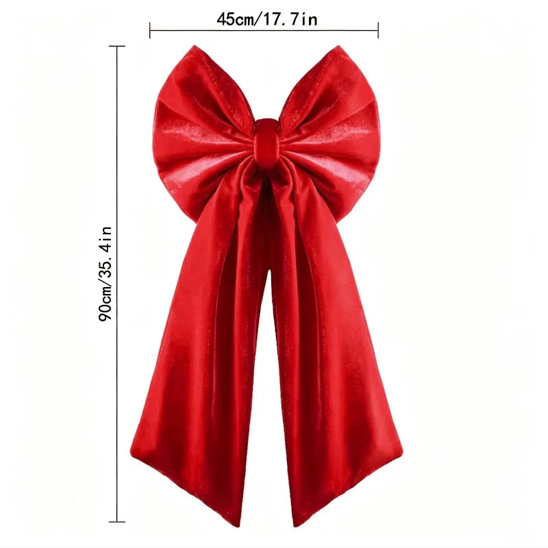 Extra Large Velvet Christmas Bow with Long Tails