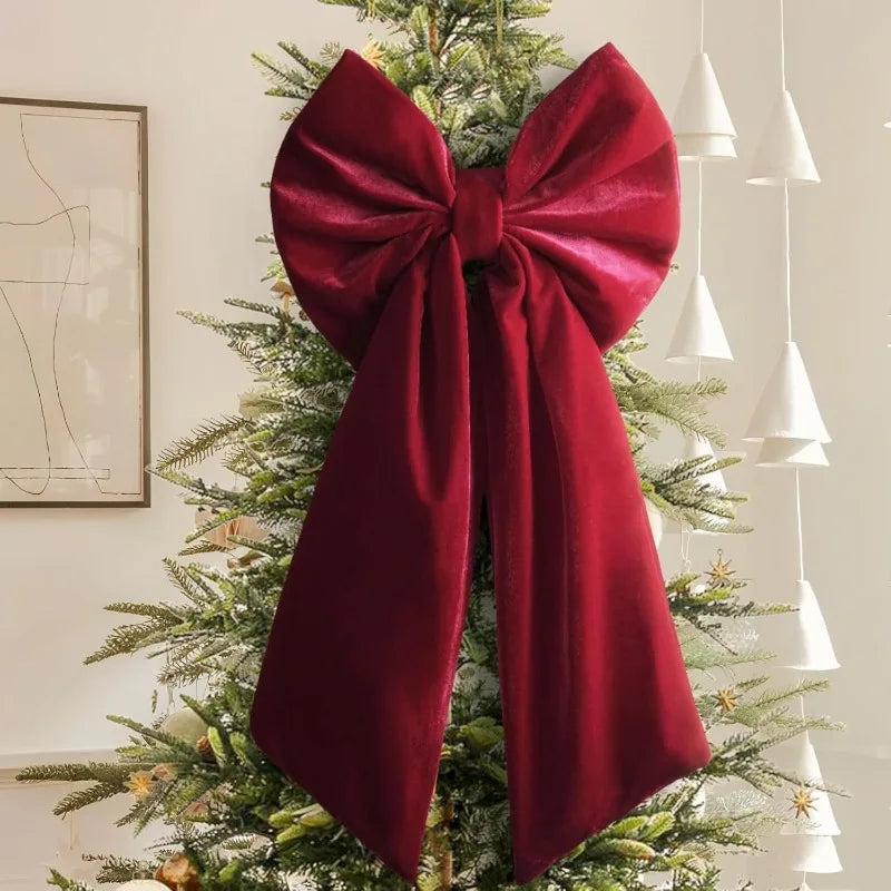 Extra Large Velvet Christmas Bow with Long Tails