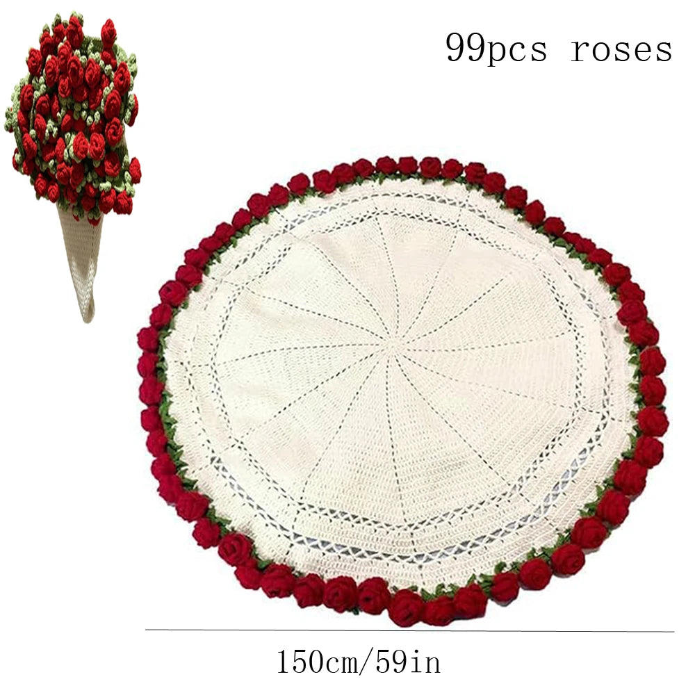 Flower Bouquet Knitted Throw Blanket - 100% Acrylic