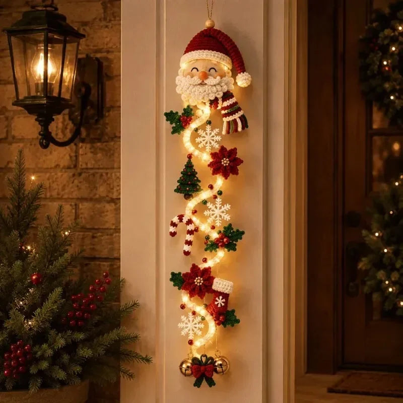 Crochet Christmas Door Hanger with LED Glow