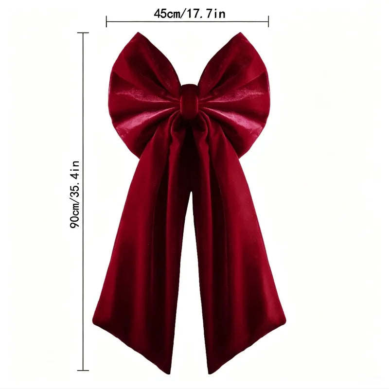 Extra Large Velvet Christmas Bow with Long Tails
