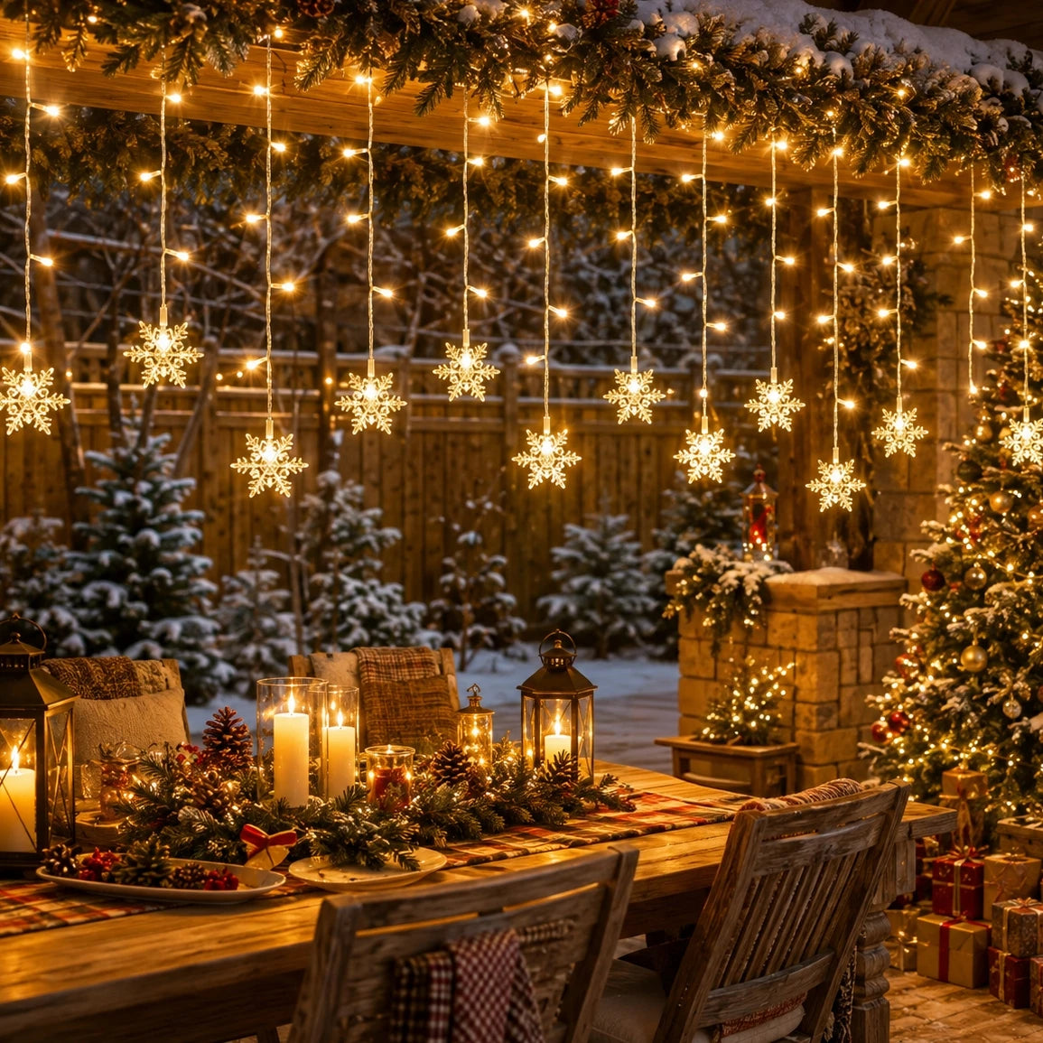 Solar Snowflake Ice Strip String Lights