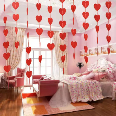 Heart Garland for Valentine's Day, 3 m String - Polyester