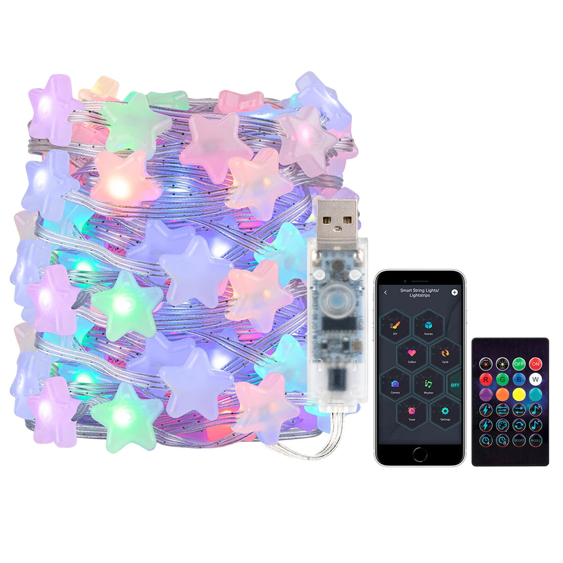 USB RGB Star String Lights with App and Remote