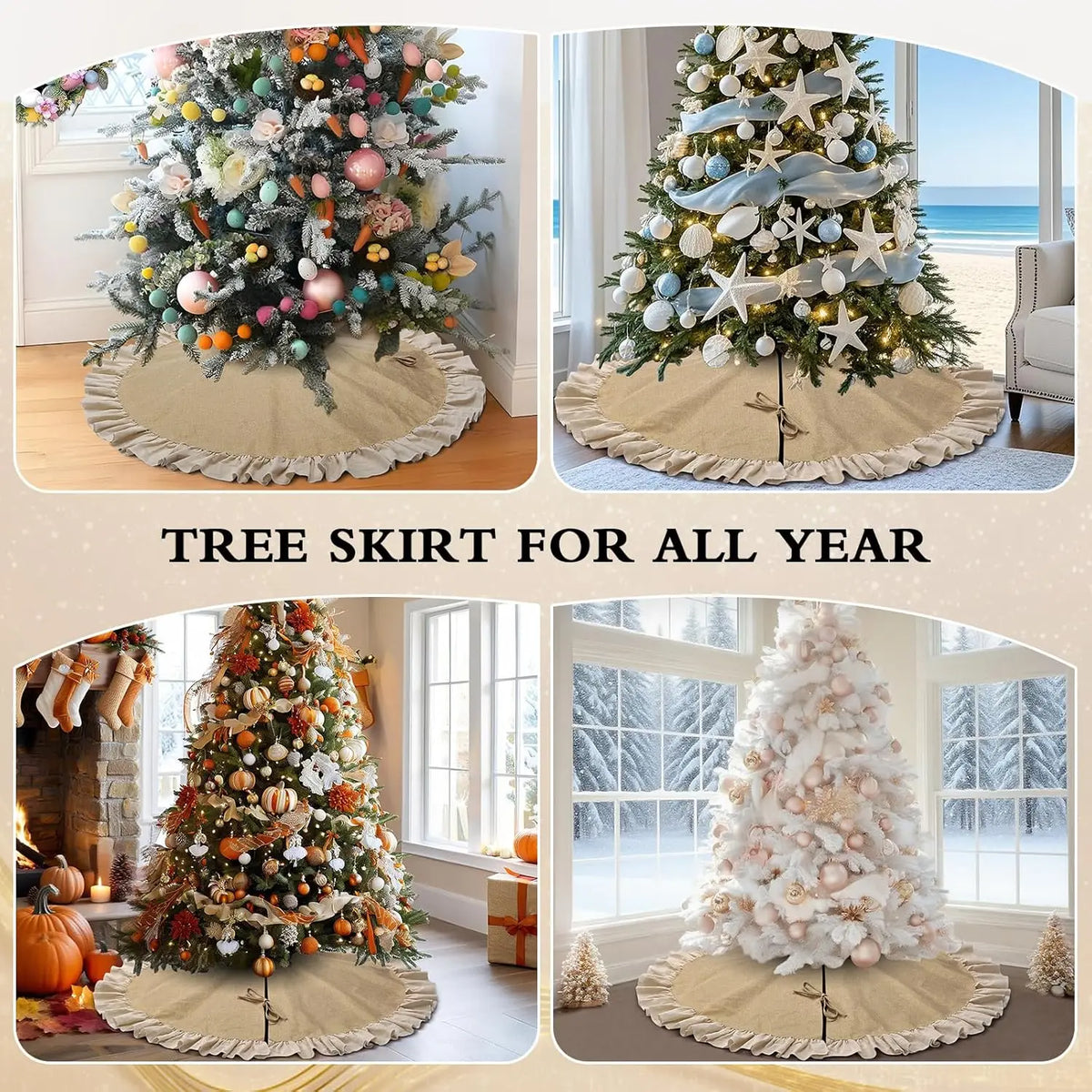 Rustic Jute Christmas Tree Skirt - Natural