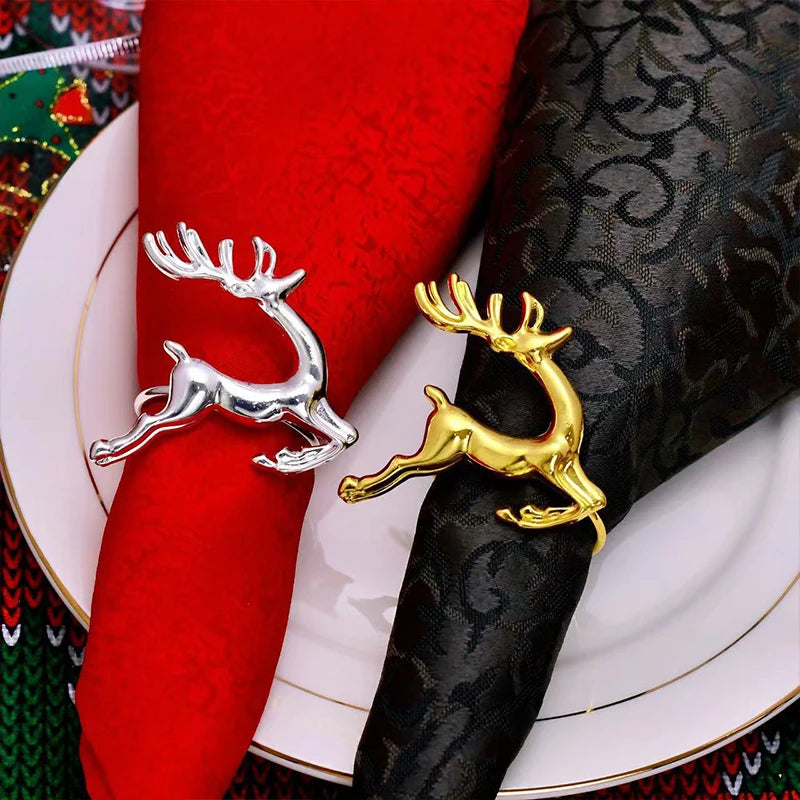 Christmas Elk Napkin Rings, Metal