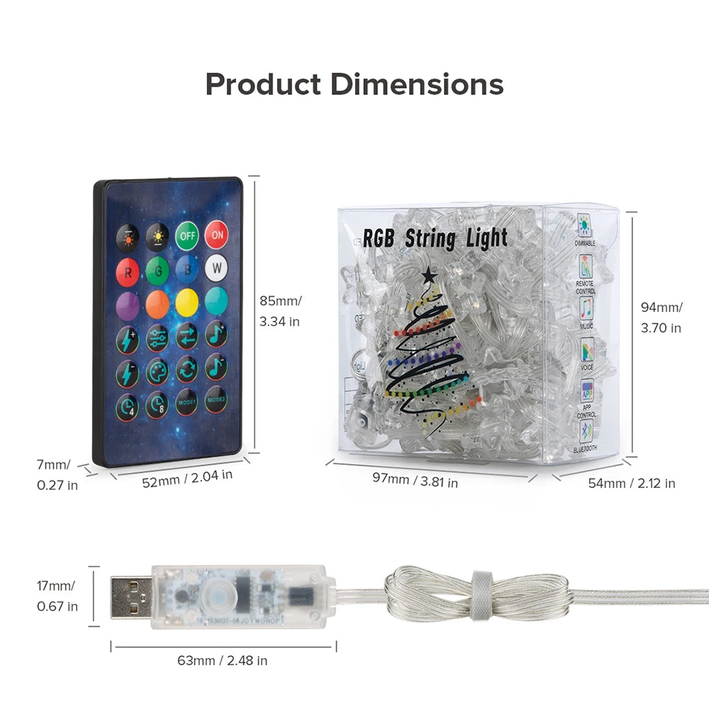 USB RGB Star String Lights with App and Remote